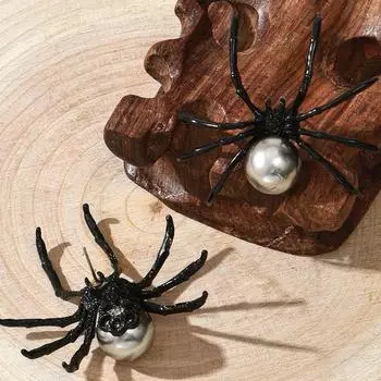 Винтажные черные серьги-пауки в стиле панк-готика, темные реквизитные серьги-гвоздики для вечеринки, ювелирное украшение U8T1 Black-One size