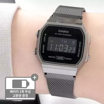 Винтажные цифровые часы Casio Public с бесплатной пряжкой Son Seok-hee 168 Black Mesh