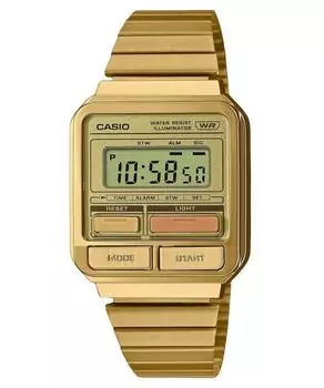 Винтажные цифровые кварцевые часы Casio из нержавеющей стали с ионным покрытием из золота A120WEG-9A унисекс золотой