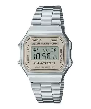 Винтажные цифровые кварцевые часы Casio из нержавеющей стали с браслетом унисекс A168WA-8 белый