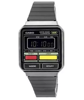 Винтажные цифровые кварцевые часы Casio из нержавеющей стали A120WEGG-1B унисекс чёрный