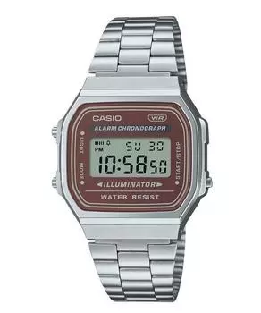 Винтажные цифровые кварцевые мужские часы Casio из нержавеющей стали с браслетом A168WA-5A коричневый