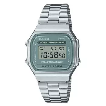 Винтажные цифровые кварцевые мужские часы Casio из нержавеющей стали с браслетом A168WA-3A зелёный