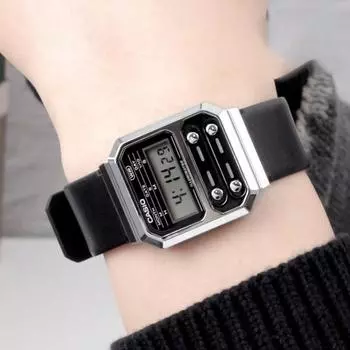 Винтажные цифровые водонепроницаемые наручные часы Casio в стиле ретро с бесплатной пряжкой