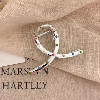 Винтажные цветные заколки для волос в горошек для женщин, модная серебряная большая заколка-краб, корейская заколка для волос, милая заколка для волос для девочек, повязка на голову, заколка-краб S