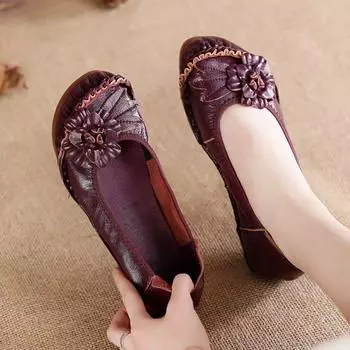 Винтажные цветочные мокасины женские балетки из натуральной кожи женские полые слипоны женские роскошные мокасины фиолетовые прогулочные туфли 42 CN 35