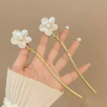 Винтажные цветочные палочки для волос, женские простые кисточки, заколка с цветком из искусственного жемчуга, милые палочки для волос для девочек, дисковые палочки для волос, головной убор, ювелирные изделия