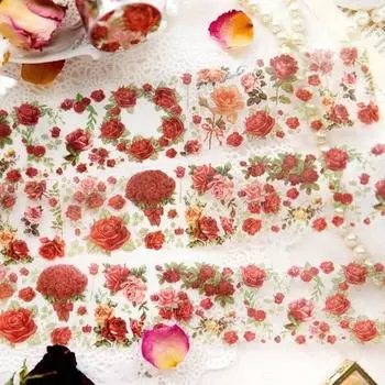 Винтажные цветочные прозрачные наклейки для скрапбукинга с домашними животными, водонепроницаемые наклейки с различными рисунками, декоративная лента для изготовления карт своими руками, поделки синий