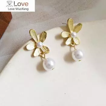 Винтажные цветочные серьги-подвески, милые серьги с нерегулярным жемчугом для женщин, женские модные ювелирные изделия Brincos, серьги-подвески