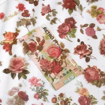 Винтажные Цветы Наклейка Декоративная Ретро Роза Наклейка Клейкие Наклейки Дневник Ручной Счет E