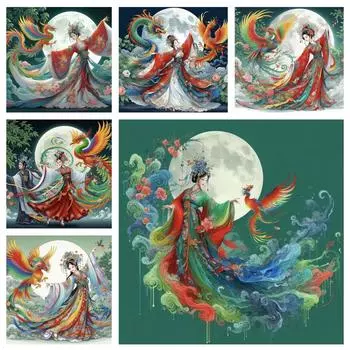 Винтажные дамы Фея и Феникс 5D DIY Алмазная картина Набор Алмазная вышивка Печать на стене для комнаты Украшение дома Настенная роспись Full Round 20x20CM