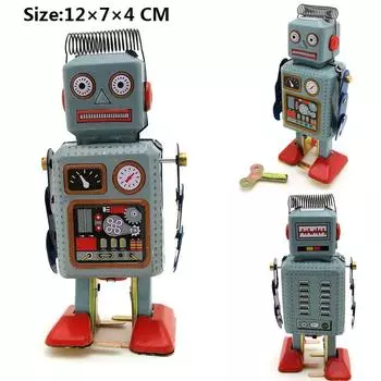 Винтажные детские игрушки Оловянные роботы Заводные игрушки Домашняя коллекция Ретро-робот-работник Tintoy 12X7X4cm
