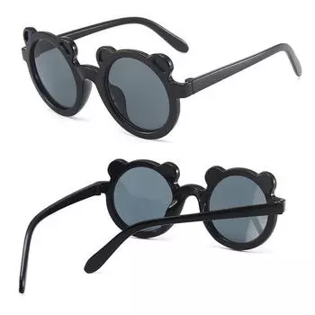 Винтажные детские очки для девочек, защитные очки для мальчиков, солнцезащитные очки в форме медведя с рисунком UV400, милые классические детские круглые очки 21