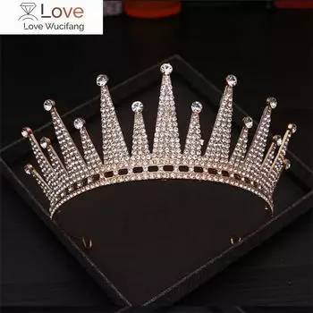 Винтажные диадемы и короны в стиле барокко, свадебные повязки на голову, свадебные короны со стразами, украшения для волос, аксессуары для волос