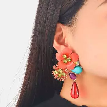 Винтажные длинные серьги с каплями воды, женские серьги, серьги-цветы из смолы, вечеринка синий