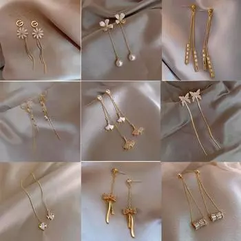 Винтажные длинные серьги с кисточками, модные роскошные женские серьги-капли с цирконием, ювелирные изделия для свадебной вечеринки, подарки