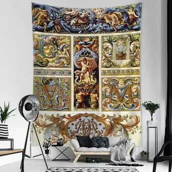 Винтажные дворцовые фигурки, гобелены, искусство, Египет, тапиз, принт, настенный фон, ткань, колдовство, декор в стиле бохо 95x70cm