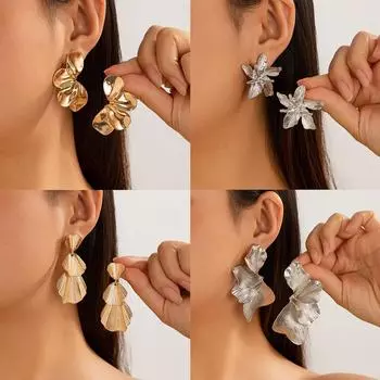 Винтажные двухслойные серьги-кисточки с цветами и листьями k 3258 белый