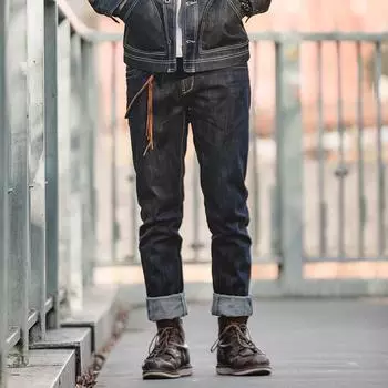 Винтажные джинсовые брюки Maden Toolkit, американские ретро Amekaji, 14,8 унций, тяжелые прямые, широкие весенние синие джинсы большого размера для мужчин 6XL синий