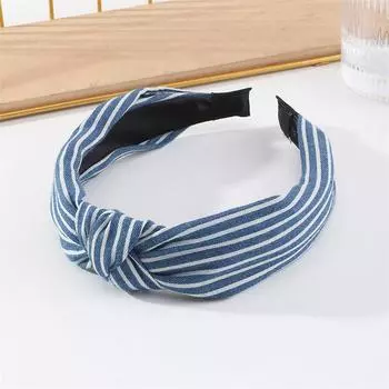Винтажные джинсовые повязки для волос с принтом звездочка кэшью и полосками, завязанные узлом, для женщин и девочек, повседневный головной убор для шопинга, простые джинсовые повязки