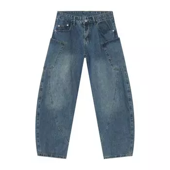 Винтажные джинсы Machete Gallery-shaped, мужские свободные брюки с широкими штанинами, прямые свободные джинсы для мужчин, модные и удобные брюки S синий