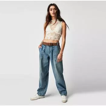 Винтажные джинсы прямые женские джинсы длиной до щиколотки стираные джинсы с высокой талией карманы свободные уличные потертые пояса весна 2025 S белый