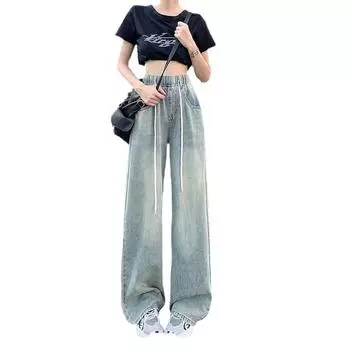 Винтажные джинсы с высокой талией и эластичной резинкой для женщин S