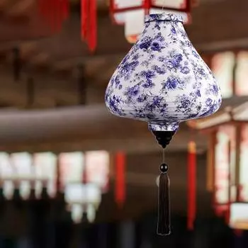 Винтажные фонарики с цветочным принтом и кисточками, подвесной крючок, создают атмосферу, водонепроницаемые фонари для украшения дома C