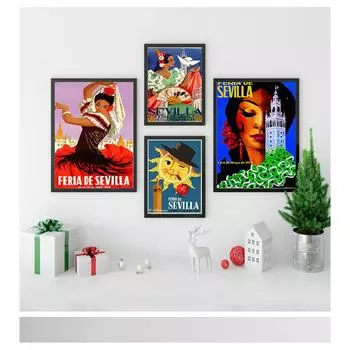 Винтажные фотографии, крафт-постеры, наклейки на стену с покрытием, украшение для дома, подарок, Испания, Андалусия, Севилья, путешествия, холст, картины 21x30cm No Frame
