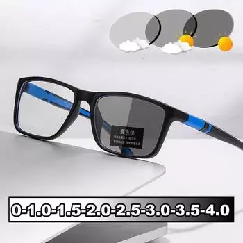 Винтажные фотохромные очки для близорукости для мужчин и женщин, спортивные очки для близорукости на открытом воздухе, женские квадратные очки с изменяемым цветом 0