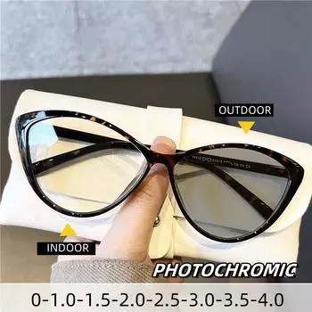 Винтажные фотохромные очки для близорукости «кошачий глаз» для мужчин и женщин, блокирующие синий свет, готовые очки по рецепту, солнцезащитные очки 0-1.0-4.0 0