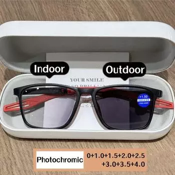 Винтажные фотохромные очки для дальнего зрения, модные квадратные очки для чтения с линзами HD, мужские и женские интеллектуальные солнцезащитные очки 0+1.0+2.0+4.0 +1.0