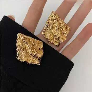 Винтажные французские асимметричные плиссированные серьги из фольги для осени/зимы — уникальный и элегантный дизайн tinfoil earrings золотой