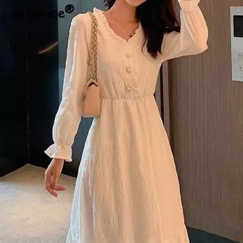 Винтажные французские платья миди с длинным рукавом для женщин, корейское платье с V-образным вырезом, элегантная фея, свадебная женская одежда, осень 2022 года, платья S красный