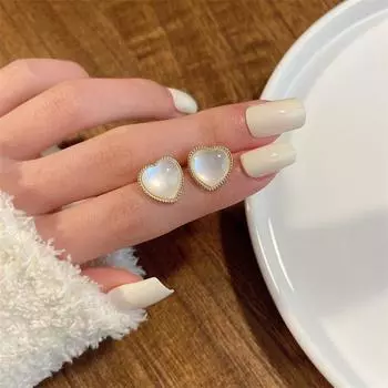 Винтажные французские серьги с жемчугом в форме сердца