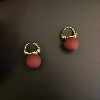 Винтажные французские серьги-сферы красного цвета класса люкс для женщин
