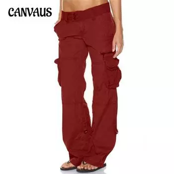 Винтажные французские широкие женские повседневные свободные прямые рабочие брюки с несколькими карманами XS зелёный