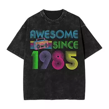 Винтажные футболки 1985 года выпуска Уличная одежда Винтажная футболка Футболки Мужские Женские С коротким рукавом С графическим принтом S