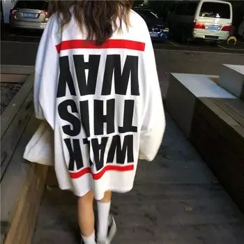 Винтажные футболки большого размера, женские уличные рубашки, корейские футболки с буквенным принтом, белые топы с длинными рукавами Kpop One Size серый