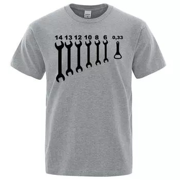 Винтажные футболки с открывалкой для гаечных ключей, мужские футболки с надписью «Инженер по ремонту автомобилей», хлопковая футболка с короткими рукавами, забавные футболки, футболка, мужская одежда S серый