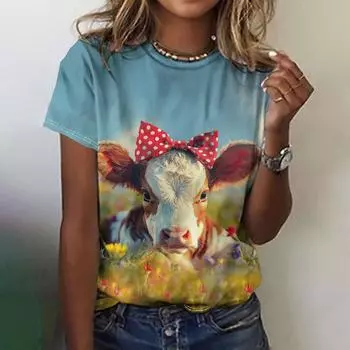 Винтажные футболки с принтом яка из мультфильма, женская футболка с коротким рукавом, летняя повседневная женская футболка 2025 года, блузки, топы, Blusas Mujer S