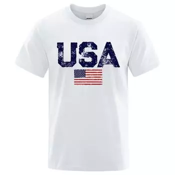 Винтажные футболки с уличным принтом флага США, уличная футболка в стиле хип-хоп, летние повседневные хлопковые топы, дышащая футболка большого размера, одежда S