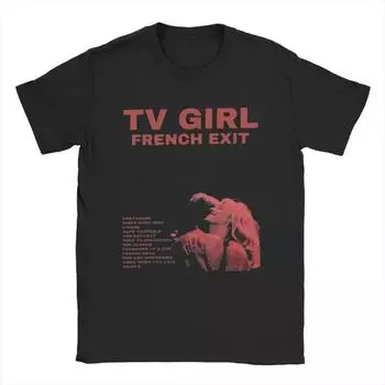 Винтажные футболки TV Girl French Exit Music для мужчин с круглым вырезом, 100% хлопок, футболки с коротким рукавом, новое поступление одежды S чёрный