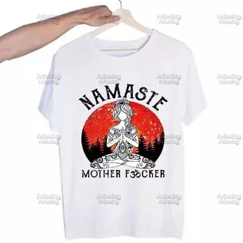 Винтажные футболки унисекс в стиле Харадзюку Намасте для мамы, топы, дизайнерская футболка с короткими рукавами, эстетичная аниме-футболка 4XL