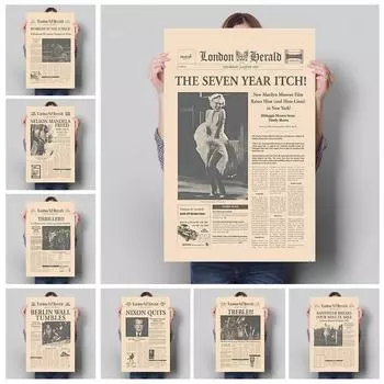 Винтажные газетные фотографии, декоративная роспись, Ретро постер, холст, картины и настенные художественные принты для гостиной, современный домашний декор 21cm30cm NoFrame