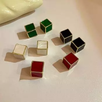Винтажные геометрические квадратные вечерние украшения для пирсинга ушей женские серьги-гвоздики в корейском стиле серьги белый