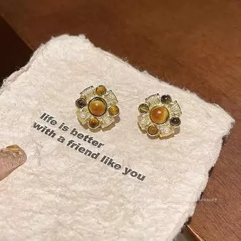 Винтажные геометрические серьги с жемчугом: Элегантный и универсальный A1720 золотой