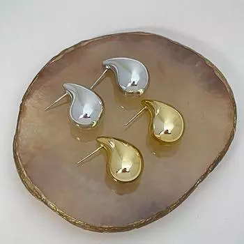 Винтажные глянцевые металлические серьги с каплями воды, европейские индивидуальные модные тенденции для женщин, серьги, подарок на день рождения, ювелирные изделия, подвески 2024 золотой