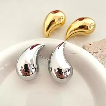 Винтажные глянцевые серьги-капли для женщин, легкие полые толстые серьги-капли золотистого цвета, массивные кольца, модные ювелирные изделия, подарок янтарь