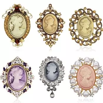 Винтажные готические хрустальные стразы броши в виде головы камеи для женщин королевская камея красавица брошь булавки одежда аксессуары подарок